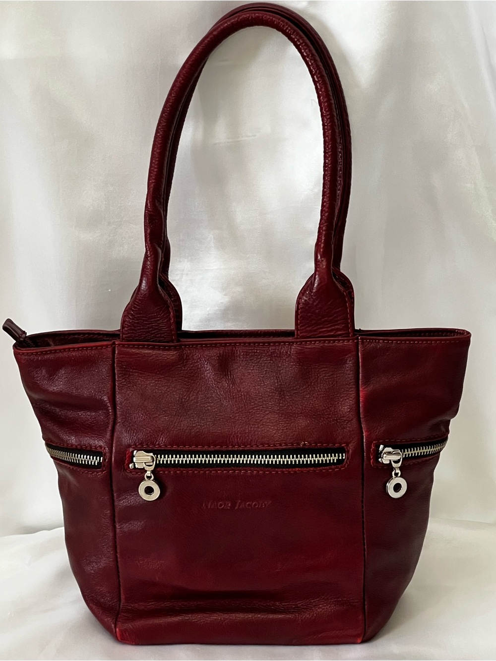 Vintage Naor Jacoby Burgundy Leather Tote Handbag 4-Zip Oxblood